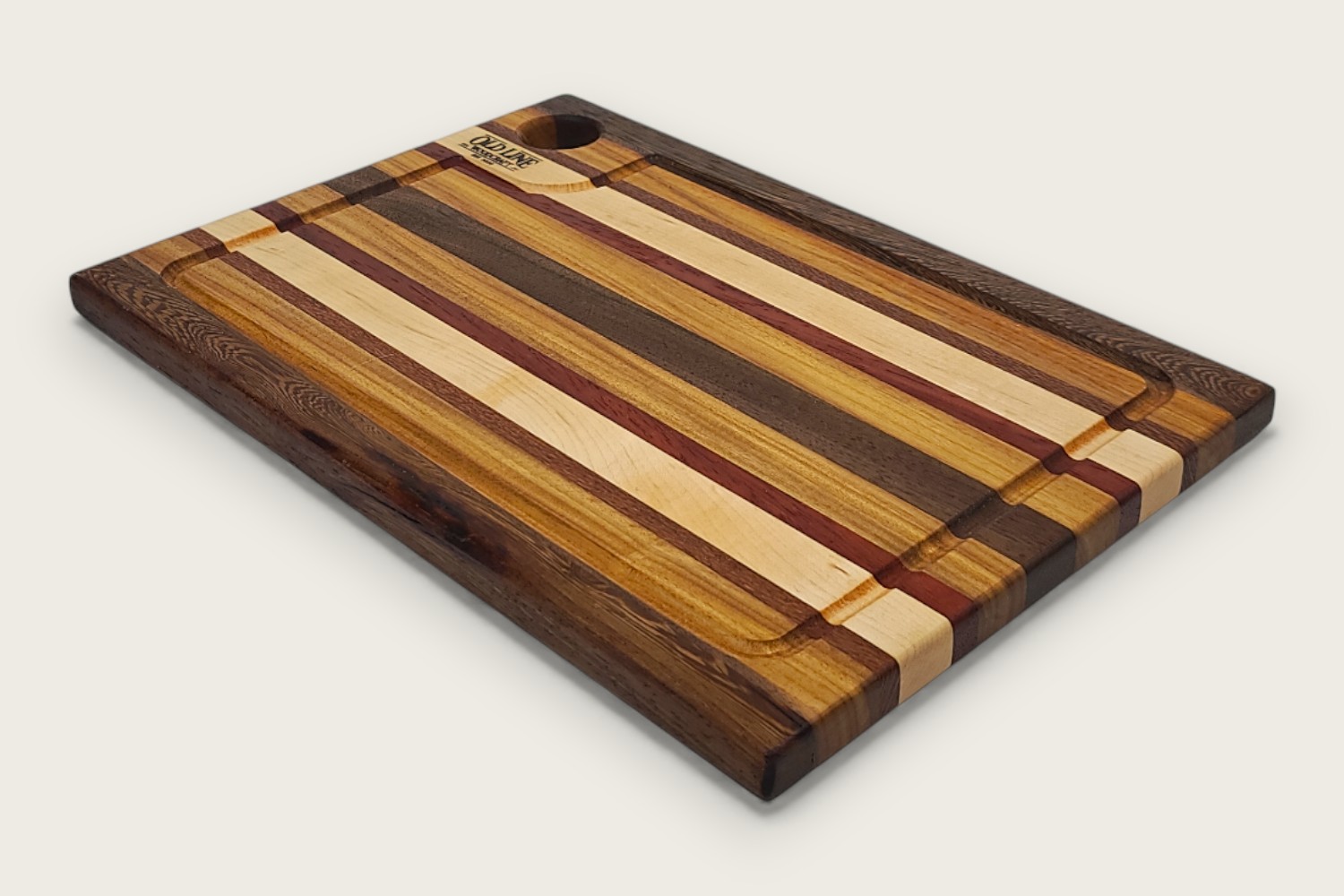 Chesapeake Harvest Prep Board (#165) made of Canarywood with edge-grain pattern, rectangular shape, and warm tones.